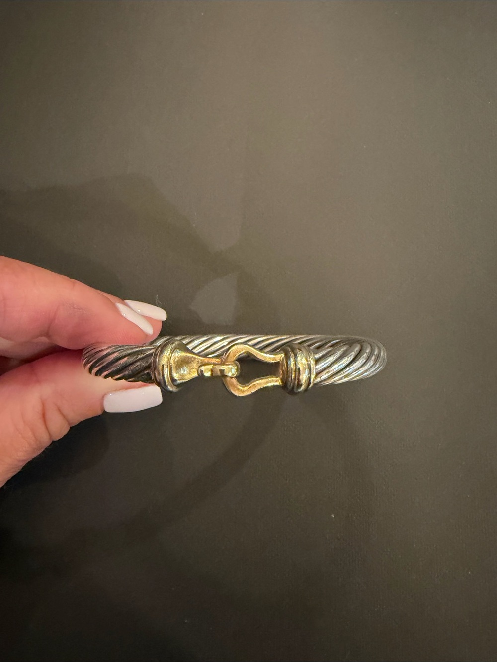 Two-Tone Twisted Cable Bracelet with Gold Accent